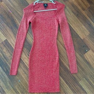 Size Medium Red and Gold Sweater Dress